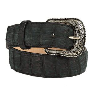 Cody James Mens Black Nubuck Suede Caiman Leather Western Belt Size 32
